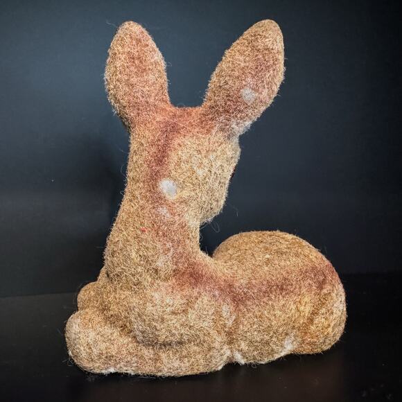 Vintage Fuzzy Flocked Fawn-CottageCore-Folk-Woodland-Whimsical-Country-5” Tall - Picture 3 of 8